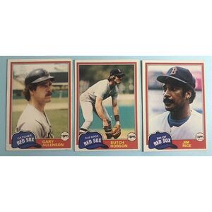 3-1981 Topps- Boston Red Sox cards-Jim Rice , Butch Hobson & Gary Allenson